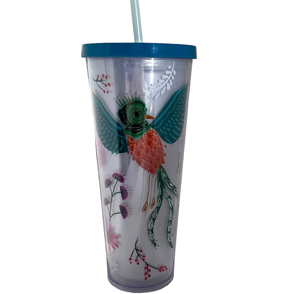 2017 Starbucks Quetzal Bird Flowers Cold Cup 24 OZ